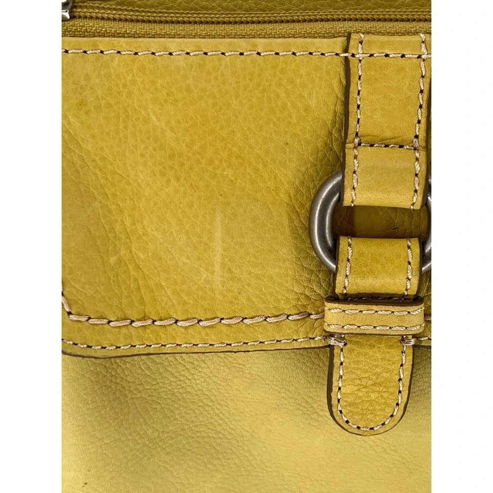 Fossil Leather Crossbody Bag Womens Yellow Adjustable Strap Travel Purse Y2K